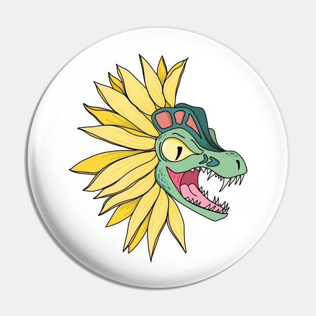 Sunflower Dinosaur Pin by Thenerdlady