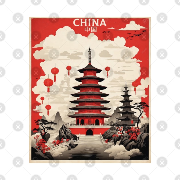 China Chinese Temple Vintage Poster Tourism by TravelersGems