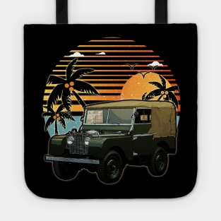 Land Rover Defender 1948 car sunset Tote