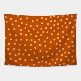 Peach Polka Dot Spots on Terracotta Pattern Tapestry