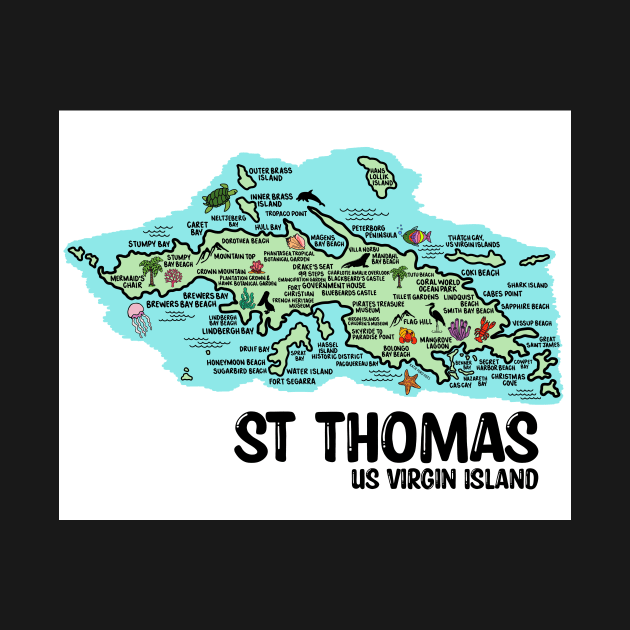 St Thomas Map by fiberandgloss