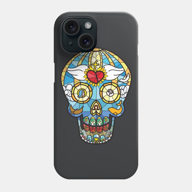 Mexican Calavera Skull in Stained Glass Theme Phone Case by EyeseeMS