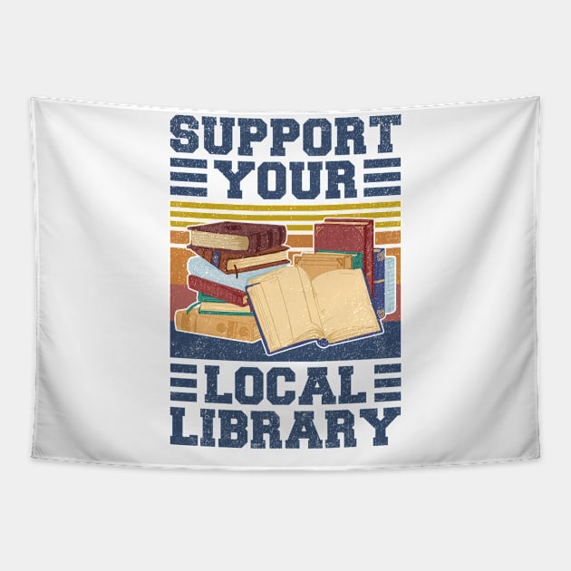 Support Your Local Library Retro Tapestry by antrazdixonlda