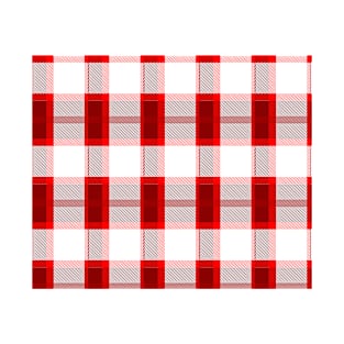 Red and White Plaid Christmas Pattern T-Shirt