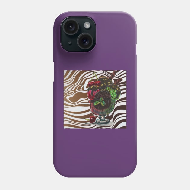 Chocolate Icecream with Cherries Phone Case by Mila-Ola_Art