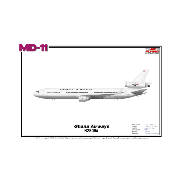 McDonnell Douglas MD-11 - Ghana Airways (Art Print) by TheArtofFlying