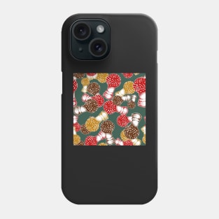 Fall Amanitas on Dark Teal Phone Case