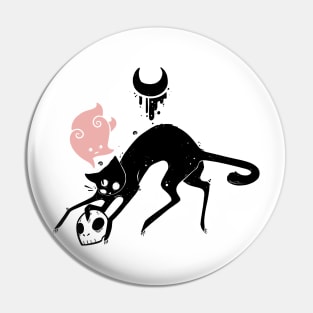 Spooky Black Cat Artwork Pin