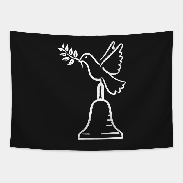 Peace Dove And Handbell white variant Tapestry by SubtleSplit