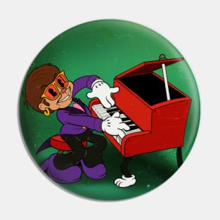 1930s rubberhose style rock star playing the piano Pin