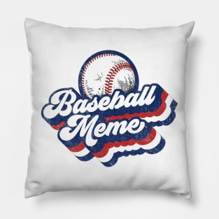 Retro Baseball Meme Red White Blue Pillow