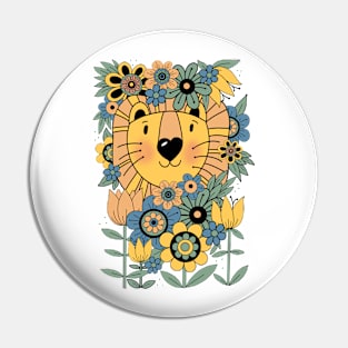 70s flower power lion Pin