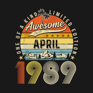 Awesome Since April 1989 Vintage 34th Birthday T-Shirt