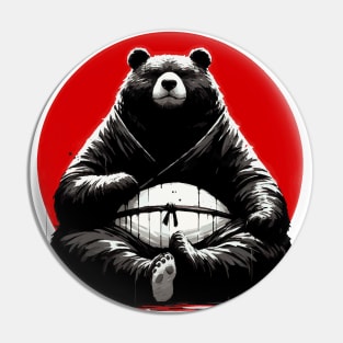 Funny Bear Brushstroke Ink Art Sumie Pin