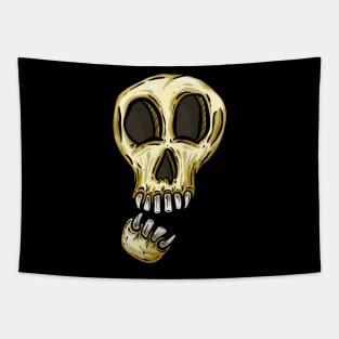 Spooky Halloween Skull Cartoon Illustration Lonely Boy Tapestry