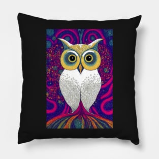 White Owl With Large Eyes Pillow