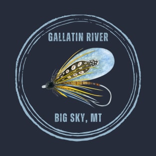 Gallatin River in Big Sky Montana Fly Fishing T-Shirt