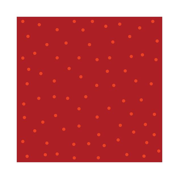 Orange Polka Dots on Red Background by Lusy