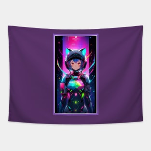 Anime Sci-Fi Cat Girl | Quality Anime Girl Artwork | Manga Girl Anime Art Tapestry