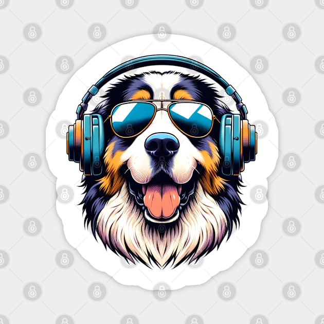 Great Pyrenees Smiling DJ with Harmonic Vibes Magnet by ArtRUs