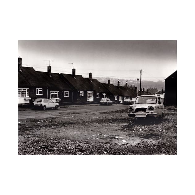 Abandoned three-wheeler Reliant car on a street, Burslem, Stoke on Trent, UK - 1996 by richflintphoto