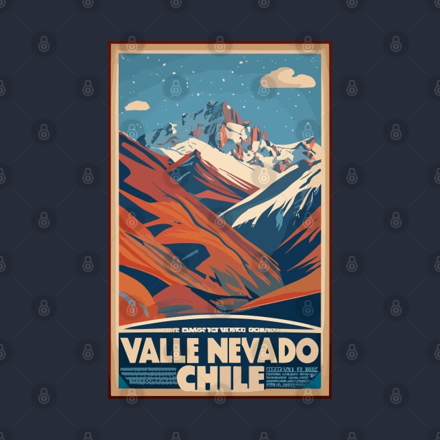 A Vintage Travel Art of Valle Nevado - Chile by goodoldvintage