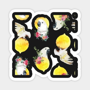 Cockatoo and flower in the watercolor sun cercle Magnet