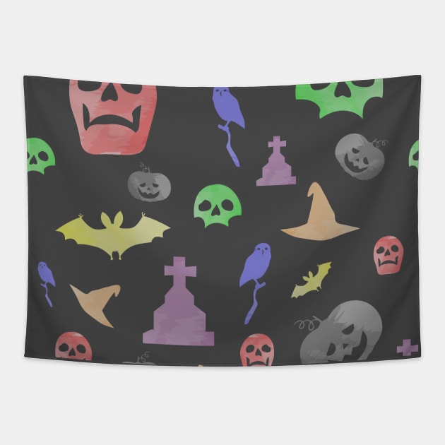 haloween watercolor seamless pattern Tapestry by maricetak