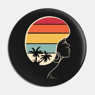 Retro Afro Sunset | Black Woman Afro Art Pin