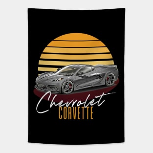 Retro Chevrolet Corvette Sunset Aesthetic Design Tapestry