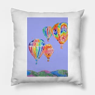 Hot Air Balloon Watercolor Painting on Lavender Purple Balloons Pillow