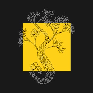 Yellow Square Ink Tree T-Shirt