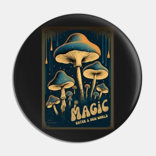 Vintage Poster of Magic Mushrooms Pin