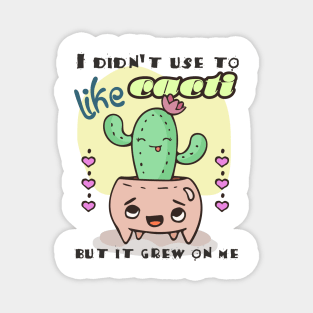 Indoor plant pot. Cacti lover fun cute illustration. Magnet