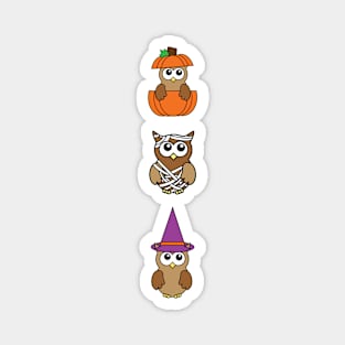 Fall Owls, Halloween Owls, Witch, Mummy, & Pumpkin Magnet