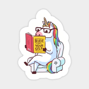 Believe in Yourself Unicorn Reading Book Magnet