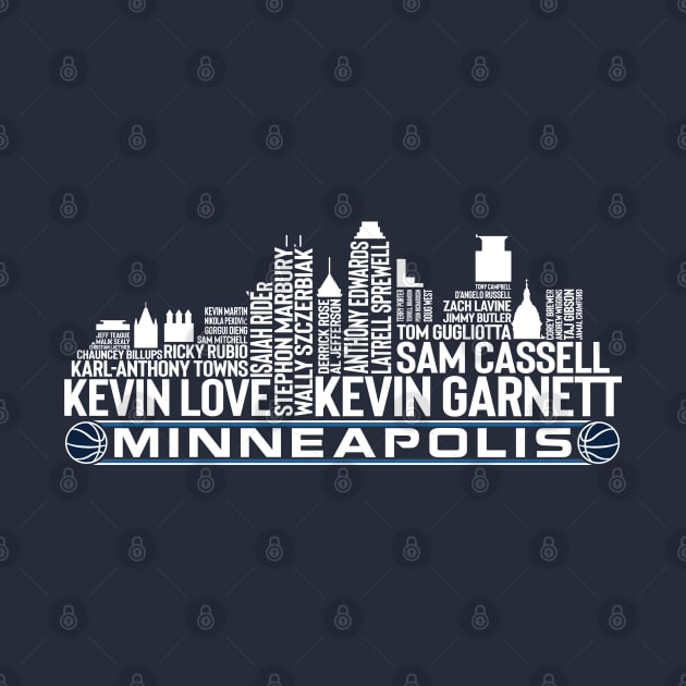 Minnesota Basketball Team All Time Legends, Minneapolis City Skyline by Legend Skyline