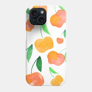 Watercolor cherries - orange and green Phone Case
