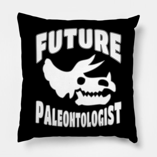 Future Paleontologist Triceratops Dinosaur White Skull Pillow by Elvdant