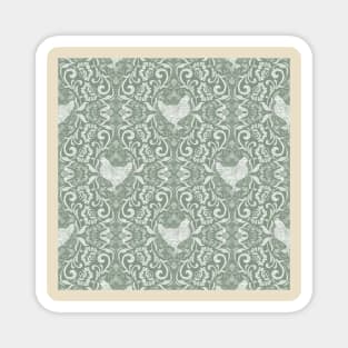 Sage Green Hen Damask Magnet