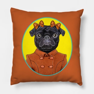 Black Pug in a Pea Coat Pillow