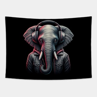 Elephants use headphones Tapestry