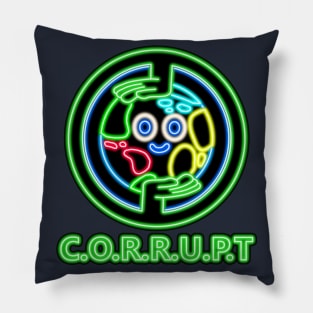 CORRUPT Logo Neon Sign from The Amazing World of Gumball Pillow