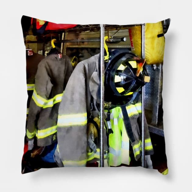 Firemen - Uniforms Inside Firehouse Pillow by SusanSavad