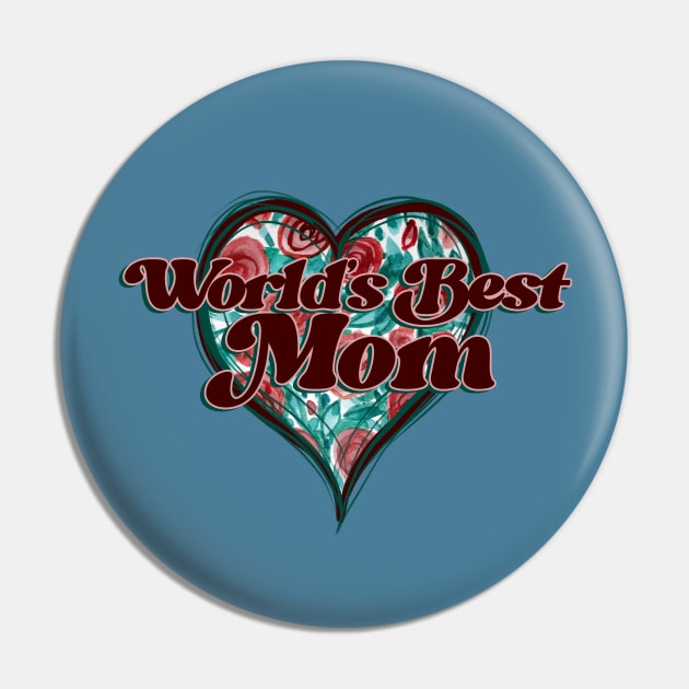 World's Best Mom Vintage Heart Pin by bubbsnugg