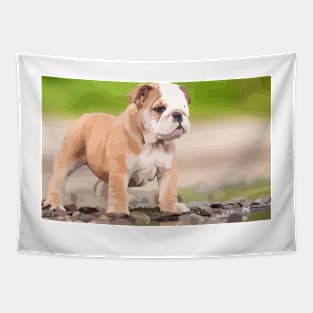 English Bulldog Digital Painting Tapestry