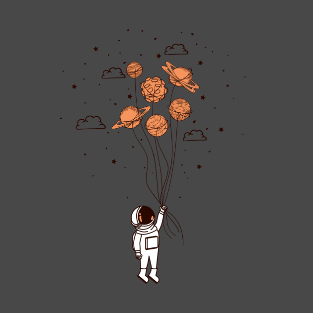 Spaceman floating by Mint Tees