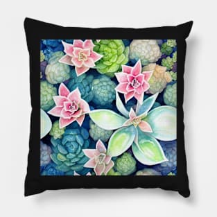 Watercolor succulent pattern Pillow