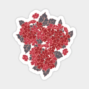 Pretty and bright pink hydrangea flowers.  Floral pattern Magnet