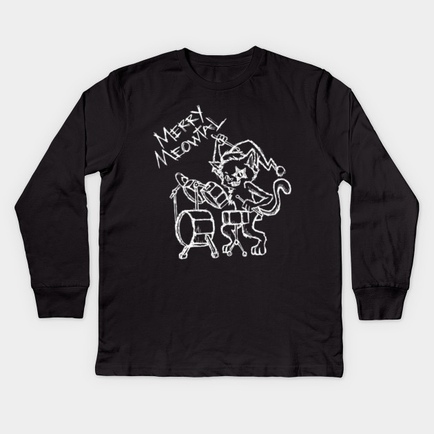 Heavy Metal Headbanger Xmas Gift Drummer Cat Playing Drums Heavy Metal Headbanger Xmas Gift Drumme Kinder Long Sleeve T Shirt Teepublic De